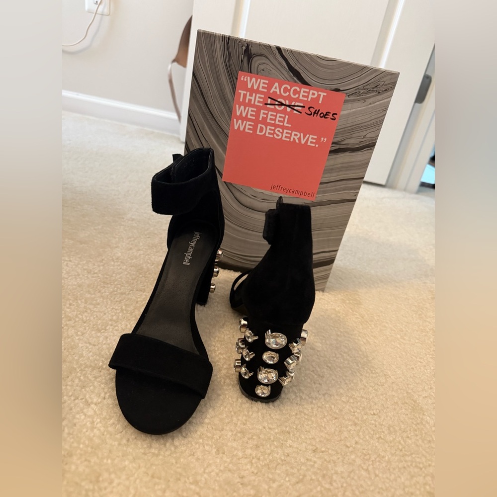 Jeffrey Campbell Black Suede Crystal Embellished Heels